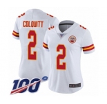 Women's Kansas City Chiefs #2 Dustin Colquitt White Vapor Untouchable Limited Player 100th Season Football Jersey