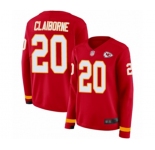 Women's Kansas City Chiefs #20 Morris Claiborne Limited Red Therma Long Sleeve Football Jersey