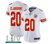 Women's Kansas City Chiefs #20 Morris Claiborne White Vapor Untouchable Limited Player Super Bowl LIV Bound Football Jersey