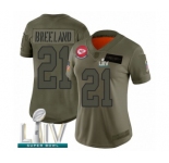 Women's Kansas City Chiefs #21 Bashaud Breeland Limited Olive 2019 Salute to Service Super Bowl LIV Bound Football Jersey