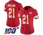Women's Kansas City Chiefs #21 Bashaud Breeland Red Team Color Vapor Untouchable Limited Player 100th Season Football Jersey