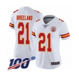 Women's Kansas City Chiefs #21 Bashaud Breeland White Vapor Untouchable Limited Player 100th Season Football Jersey