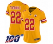 Women's Kansas City Chiefs #22 Juan Thornhill Limited Gold Inverted Legend 100th Season Football Jersey