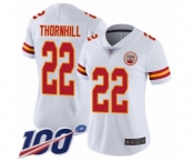 Women's Kansas City Chiefs #22 Juan Thornhill White Vapor Untouchable Limited Player 100th Season Football Jersey