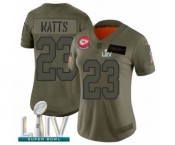 Women's Kansas City Chiefs #23 Armani Watts Limited Olive 2019 Salute to Service Super Bowl LIV Bound Football Jersey