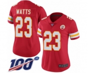 Women's Kansas City Chiefs #23 Armani Watts Red Team Color Vapor Untouchable Limited Player 100th Season Football Jersey