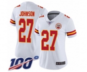 Women's Kansas City Chiefs #27 Larry Johnson White Vapor Untouchable Limited Player 100th Season Football Jersey
