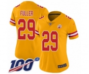 Women's Kansas City Chiefs #29 Kendall Fuller Limited Gold Inverted Legend 100th Season Football Jersey