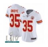 Women's Kansas City Chiefs #35 Christian Okoye White Vapor Untouchable Limited Player Super Bowl LIV Bound Football Jersey