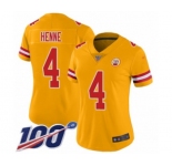 Women's Kansas City Chiefs #4 Chad Henne Limited Gold Inverted Legend 100th Season Football Jersey