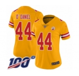 Women's Kansas City Chiefs #44 Dorian O'Daniel Limited Gold Inverted Legend 100th Season Football Jersey