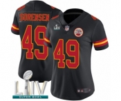 Women's Kansas City Chiefs #49 Daniel Sorensen Limited Black Rush Vapor Untouchable Super Bowl LIV Bound Football Jersey