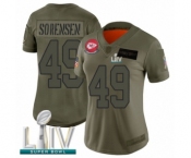 Women's Kansas City Chiefs #49 Daniel Sorensen Limited Olive 2019 Salute to Service Super Bowl LIV Bound Football Jersey