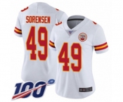 Women's Kansas City Chiefs #49 Daniel Sorensen White Vapor Untouchable Limited Player 100th Season Football Jersey