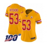 Women's Kansas City Chiefs #53 Anthony Hitchens Limited Gold Inverted Legend 100th Season Football Jersey