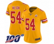 Women's Kansas City Chiefs #54 Damien Wilson Limited Gold Inverted Legend 100th Season Football Jersey