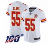 Women's Kansas City Chiefs #55 Frank Clark White Vapor Untouchable Limited Player 100th Season Football Jersey