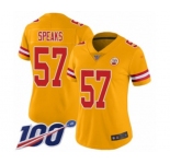 Women's Kansas City Chiefs #57 Breeland Speaks Limited Gold Inverted Legend 100th Season Football Jersey