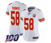 Women's Kansas City Chiefs #58 Derrick Thomas White Vapor Untouchable Limited Player 100th Season Football Jersey
