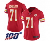 Women's Kansas City Chiefs #71 Mitchell Schwartz Red Team Color Vapor Untouchable Limited Player 100th Season Football Jersey