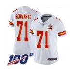 Women's Kansas City Chiefs #71 Mitchell Schwartz White Vapor Untouchable Limited Player 100th Season Football Jersey