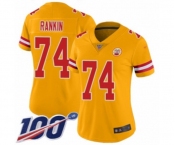 Women's Kansas City Chiefs #74 Martinas Rankin Limited Gold Inverted Legend 100th Season Football Jersey