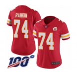 Women's Kansas City Chiefs #74 Martinas Rankin Red Team Color Vapor Untouchable Limited Player 100th Season Football Jersey