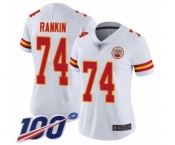 Women's Kansas City Chiefs #74 Martinas Rankin White Vapor Untouchable Limited Player 100th Season Football Jersey