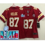 Women's Kansas City Chiefs #87 Travis Kelce Limited Red Super Bowl LVII Vapor Jersey