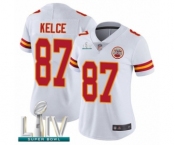Women's Kansas City Chiefs #87 Travis Kelce White Vapor Untouchable Limited Player Super Bowl LIV Bound Football Jersey