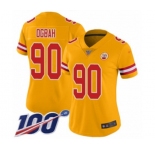Women's Kansas City Chiefs #90 Emmanuel Ogbah Limited Gold Inverted Legend 100th Season Football Jersey