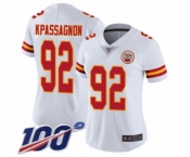 Women's Kansas City Chiefs #92 Tanoh Kpassagnon White Vapor Untouchable Limited Player 100th Season Football Jersey