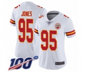 Women's Kansas City Chiefs #95 Chris Jones White Vapor Untouchable Limited Player 100th Season Football Jersey