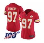 Women's Kansas City Chiefs #97 Alex Okafor Red Team Color Vapor Untouchable Limited Player 100th Season Football Jersey