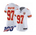 Women's Kansas City Chiefs #97 Alex Okafor White Vapor Untouchable Limited Player 100th Season Football Jersey
