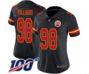 Women's Kansas City Chiefs #98 Xavier Williams Limited Black Rush Vapor Untouchable 100th Season Football Jersey