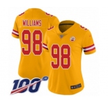 Women's Kansas City Chiefs #98 Xavier Williams Limited Gold Inverted Legend 100th Season Football Jersey