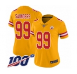 Women's Kansas City Chiefs #99 Khalen Saunders Limited Gold Inverted Legend 100th Season Football Jersey