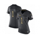 Women's Nike Kansas City Chiefs #1 Leon Sandcastle Limited Black 2016 Salute to Service NFL Jersey