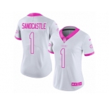 Women's Nike Kansas City Chiefs #1 Leon Sandcastle Limited White Pink Rush Fashion NFL Jersey