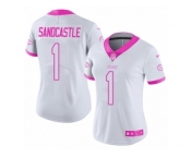 Women's Nike Kansas City Chiefs #1 Leon Sandcastle Limited White Pink Rush Fashion NFL Jersey