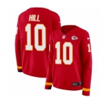 Women's Nike Kansas City Chiefs #10 Tyreek Hill Limited Red Therma Long Sleeve NFL Jersey