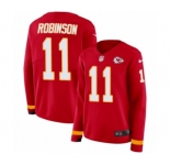 Women's Nike Kansas City Chiefs #11 Demarcus Robinson Limited Red Therma Long Sleeve NFL Jersey