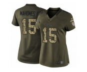 Women's Nike Kansas City Chiefs #15 Patrick Mahomes II Limited Green Salute to Service NFL Jersey
