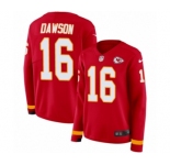 Women's Nike Kansas City Chiefs #16 Len Dawson Limited Red Therma Long Sleeve NFL Jersey