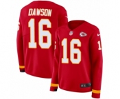 Women's Nike Kansas City Chiefs #16 Len Dawson Limited Red Therma Long Sleeve NFL Jersey