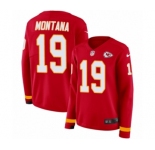 Women's Nike Kansas City Chiefs #19 Joe Montana Limited Red Therma Long Sleeve NFL Jersey