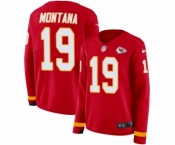 Women's Nike Kansas City Chiefs #19 Joe Montana Limited Red Therma Long Sleeve NFL Jersey