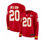 Women's Nike Kansas City Chiefs #20 Steven Nelson Limited Red Therma Long Sleeve NFL Jersey