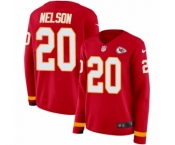 Women's Nike Kansas City Chiefs #20 Steven Nelson Limited Red Therma Long Sleeve NFL Jersey